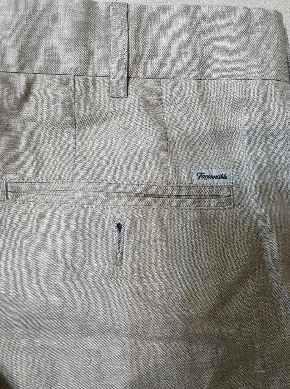 Façonnable 100% Linen Trousers | French Riviera Quiet Luxury | Tan | Size 40